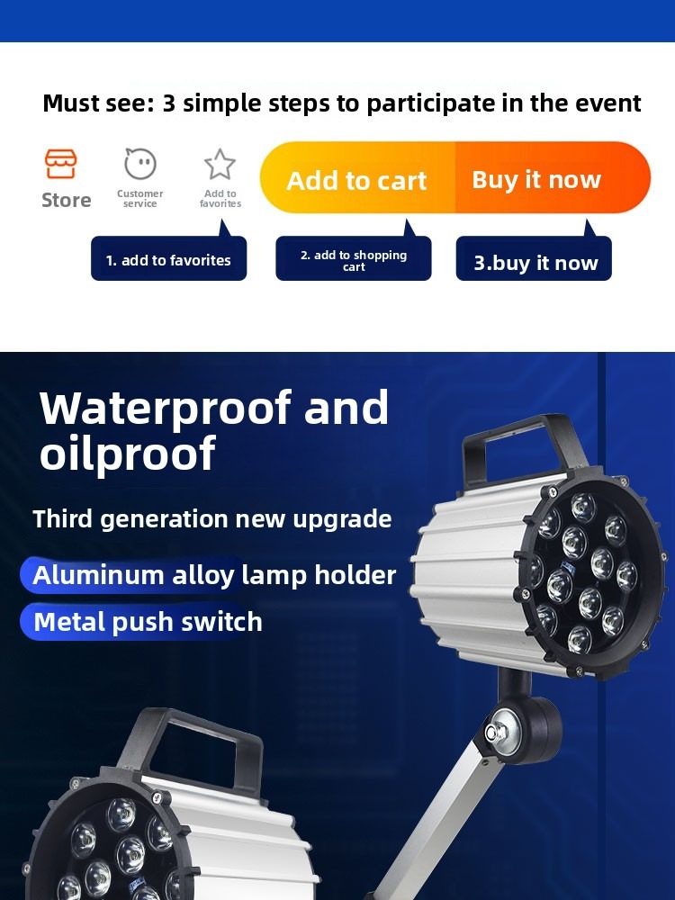 40F LED Work Light Features - Waterproof Oil-proof, Aluminium Alloy, Metal Switch